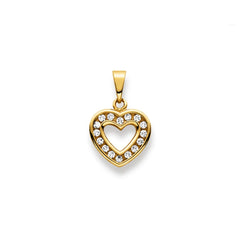 Herzanhänger 18 Karat Gelbgold 750 mit 16 Zirkonia - 13x12 mm