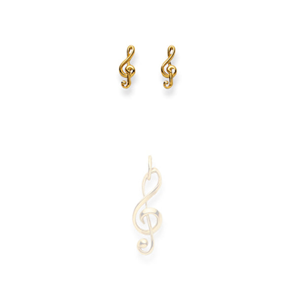 Notenschlüssel Ohrstecker in 750/18 Karat Gelbgold für Damen