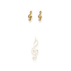 Notenschlüssel Ohrstecker in 750/18 Karat Gelbgold für Damen