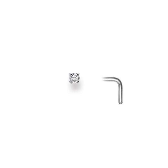 Nasenstecker mit Brillant 0.05 ct. in 750/18 Karat Weissgold 2.5 mm