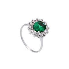 18 Karat Gold - 750 Zirkonia Ring mit grünen Stein - 167260