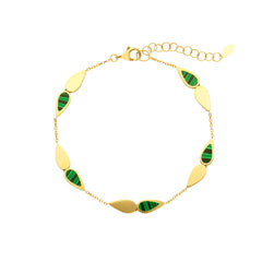 Damen Armband in 750/18 Karat Gelbgold mit Malachit, Grüner Glanz - 276085