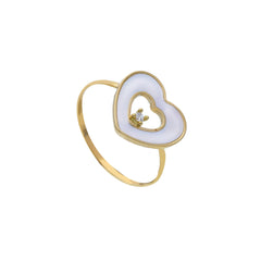 Damen Ring in 750/18 Karat - Gelbgold mit Perlmutt, Perlmutt Liebesherz - 273637