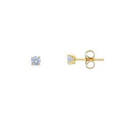 18 Karat Gold Solitär Ohrstecker mit Zirkonia - 3.5 mm