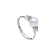 18 Karat Gold - 750 Süsswasserperlen mit Zirkonia Ring - 182040