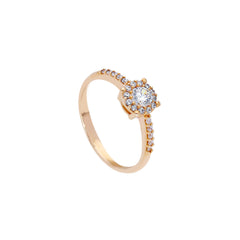 18 Karat Gold - 750 Weissgold / Rosegold Ring mit Zirkonia Steinen - 184783
