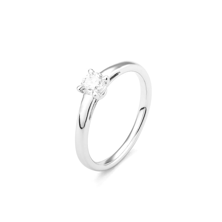 Facet Eye Clean Weissgold Solitaerring 18Kt