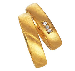 Linden Trauringe / Eheringe Hinwil mit 3 Diamant & klassischem Design - 035/036