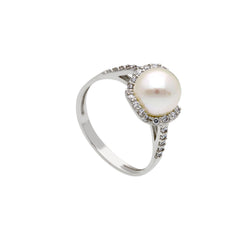 18 Karat Gold - 750 Süsswasserperlen mit Zirkonia Ring - 200629