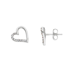 Boucles d'oreilles puces coeur en or 18 carats - 750
