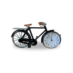 Miniaturuhr Fahrrad in Schwarz: Metall, Quarz, 6.5×11 cm