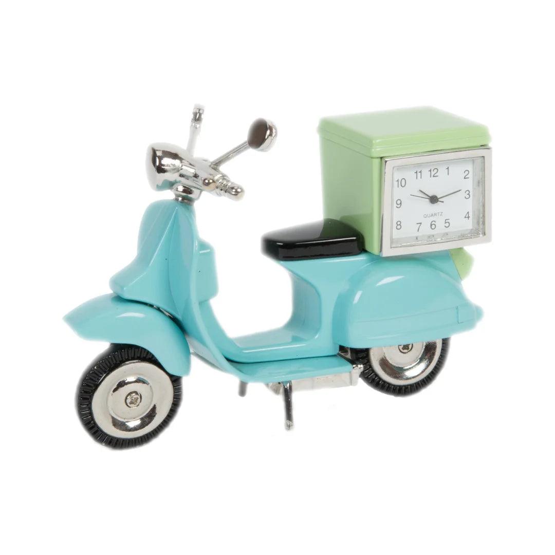 Miniaturuhr Vespa in Blau: Analog, Quarz, 7×9 cm