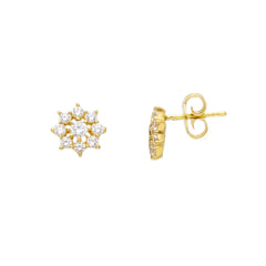 18 Karat Gold - 750 Weissgold / Gelbgold Ohrstecker mit Zirkonia Steinen - 263300