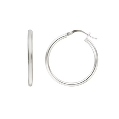 Boucles d'oreilles créoles en or blanc 18 carats 750 - 39 x 2 mm