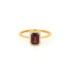 Ring in 18 Karat Gelbgold mit gefassten Diamanten und einem Granat - R2880020GYN14 3