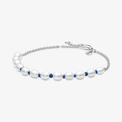 Pandora Klassisches Kettenarmband mit Behandelter Süsswasserzuchtperle in Blau - 591689C01-18