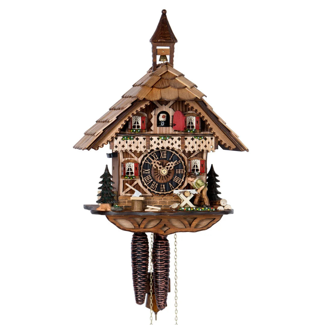 Mechanische Kuckucksuhr Zimmermann und Sein Haus mit Schlagabschaltung
