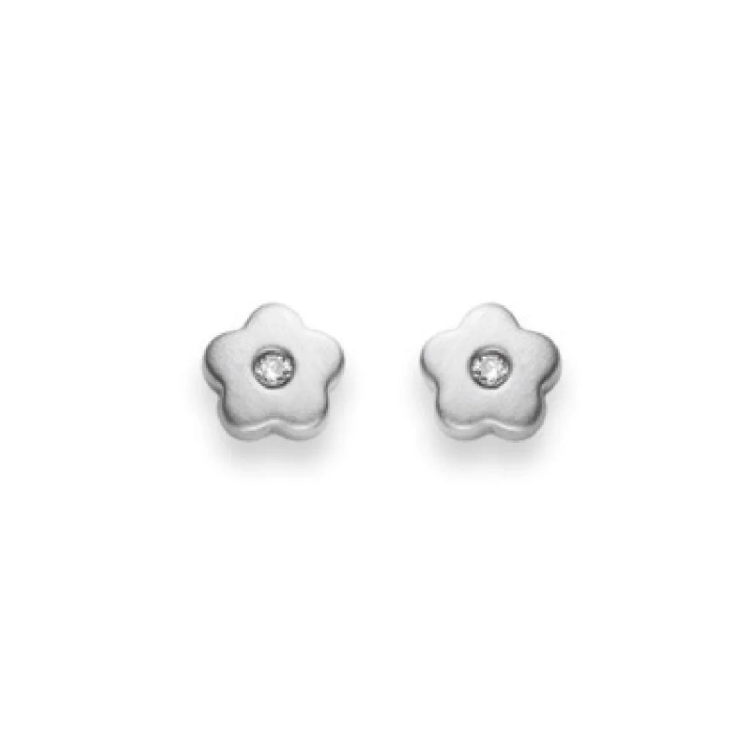 Kinder Ohrstecker Blume mit Zirkonia Silber 925