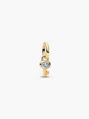 Schlüssel Mini-Charm-Anhänger vergoldet – Charm mit Cubic Zirkonia & Sternmotiv