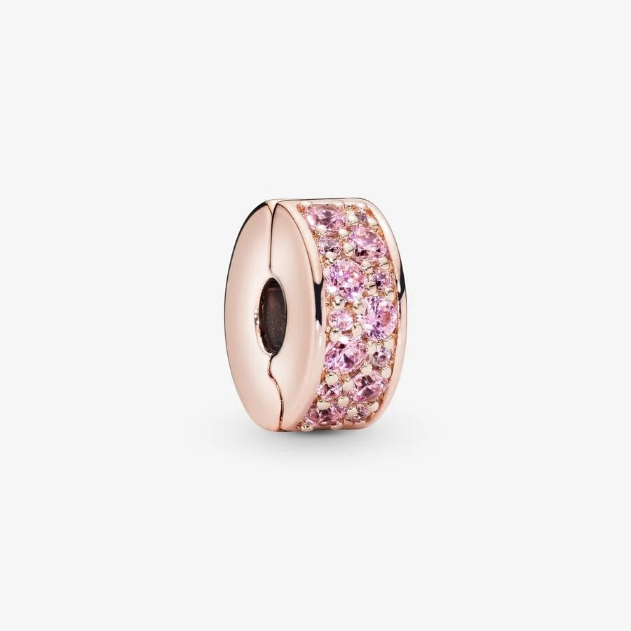 Pandora Pavé-Clip: Unendlichkeits - Rosévergoldet, Rosa Cubic Zirkonia