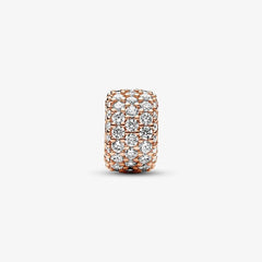 Pandora Dreireihiges Pavé-Charm: Rosévergoldet, Cubic Zirkonia