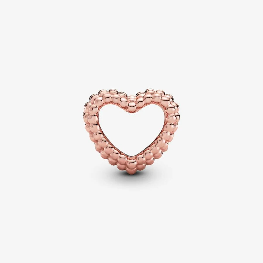 Pandora Herz Charm: Metallperlen - Offenes, Rosévergoldet