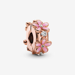 Pandora Zwischenelement: Gänseblümchen - Rosévergoldet, Rosa Emaille