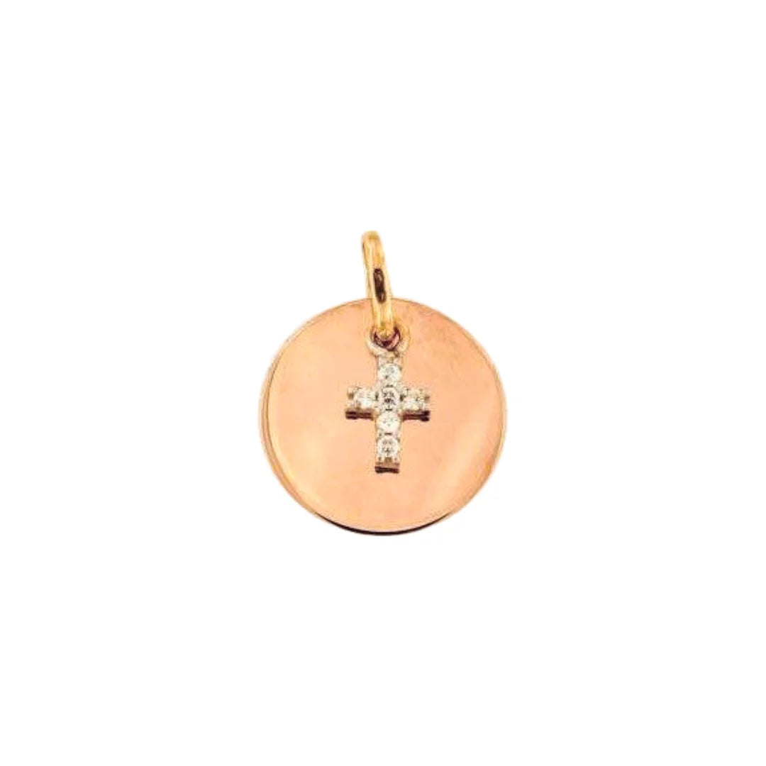 Anhänger mit Kreuz - Roségold in 18 Karat 750