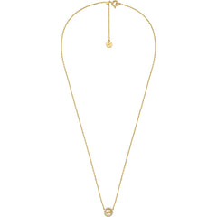 Michael Kors Kors MK Damen Halskette Goldfarben mit Logo-Anhänger und Zirkonia – MKJ8702710