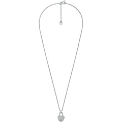 Michael Kors Kors Love Damen Halskette Silberfarben mit Herzanhänger und Zirkonia – MKJ8706040