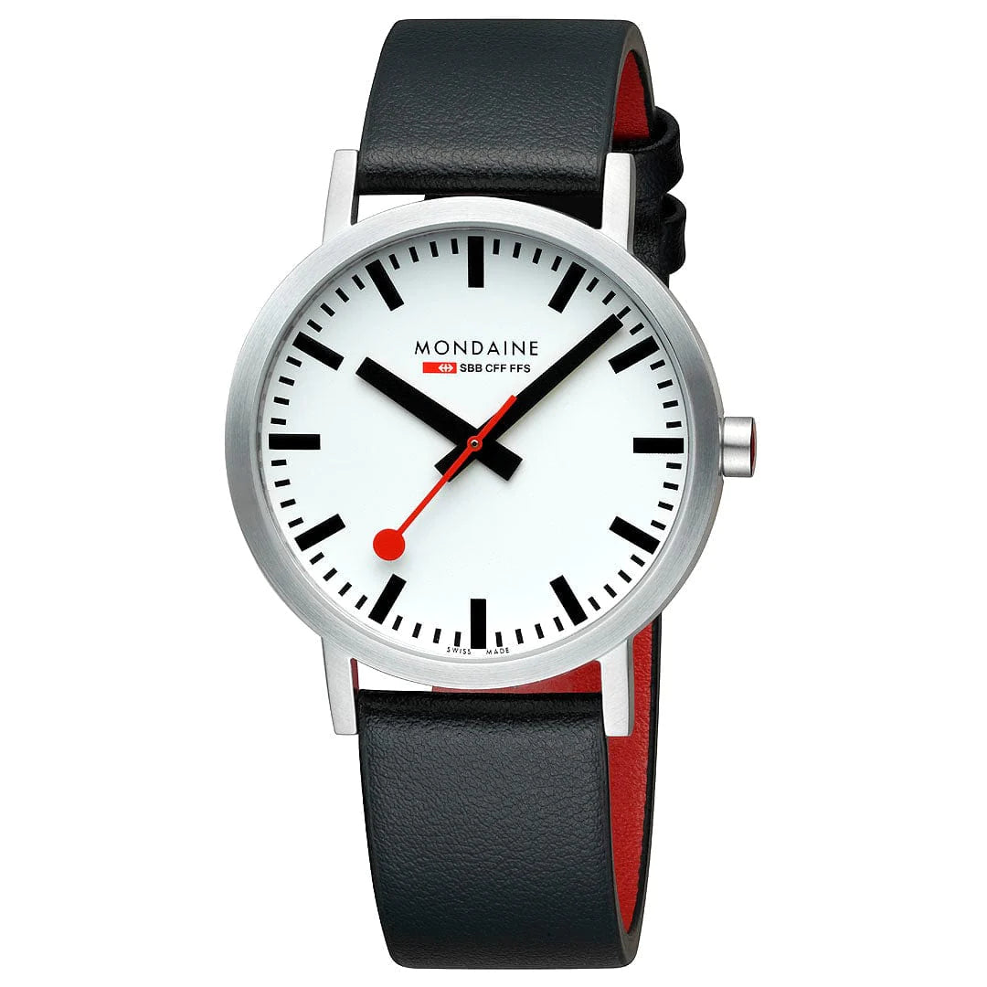 Mondaine Classic Herrenuhr aus Schwarzes Leder, 40 MM - A660.30360.16SBBV