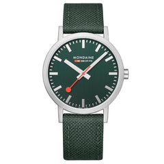 Mondaine Classic Herrenuhr aus Waldgrünes Textil, 40 MM - A660.30360.60SBF