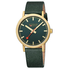 Mondaine Classic Herrenuhr aus Waldgrünes Textil, 40 MM - A660.30360.60SBS