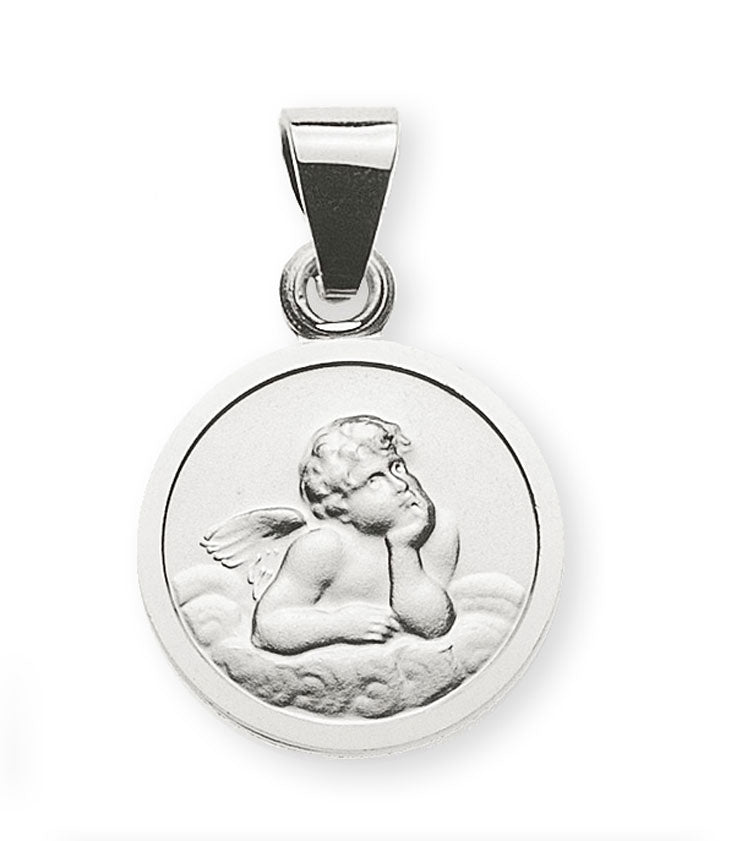Anhänger Medaille Engel Weissgold 750 10mm