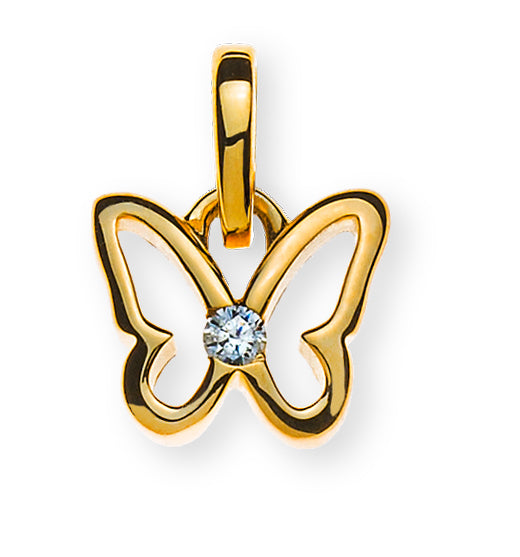 Anhänger Schmetterling Gelbgold 375 mit 1 Zirkonia weiss