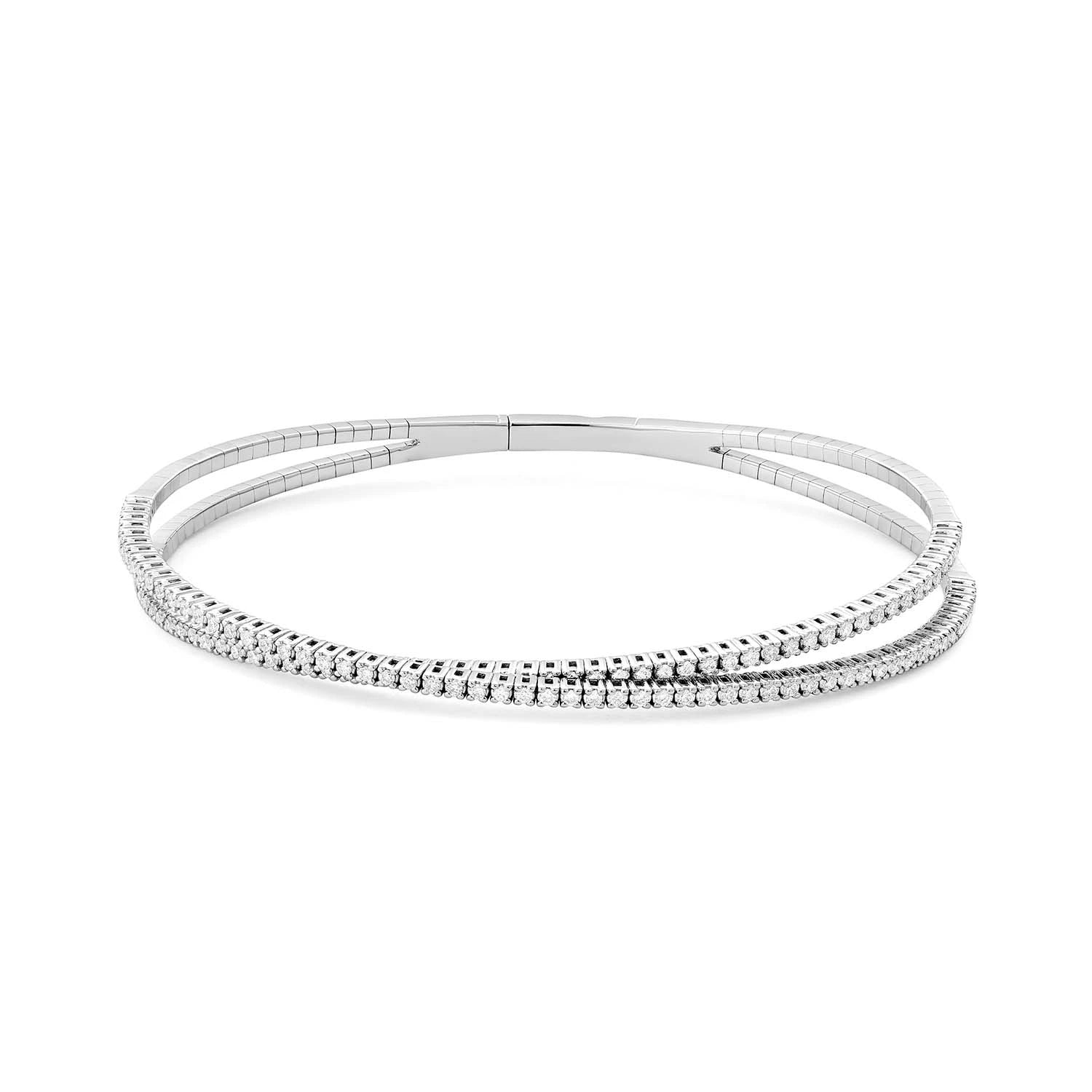 Facet Tennisarmreif mit Brillanten in 18 Karat-750 Weissgold