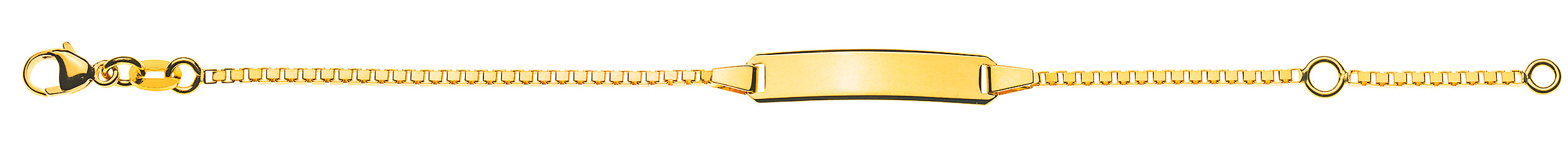 Armband Venezianer diamantiert mit rechteckiger Gravurplatte lang Gelbgold 375