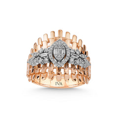 bague en or rose avec diamants - BYZ0004109