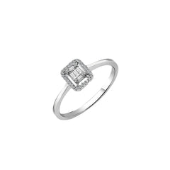 Bague solitaire en or blanc 18 carats 750 millièmes avec diamants - BYZ0005602