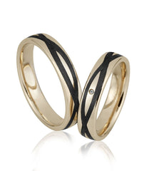 Breuning Trauringe Carbon mit einem Diamant - 48/06516 & 48/06515