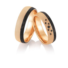 Breuning Trauringe Carbon mit Diamanten - 48/06504 & 48/06503