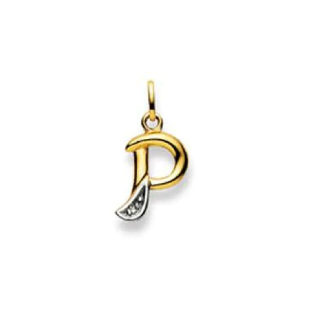 Buchstaben Anhänger Bicolor mit einem Diamant in 18 Karat Gold - 750 - P