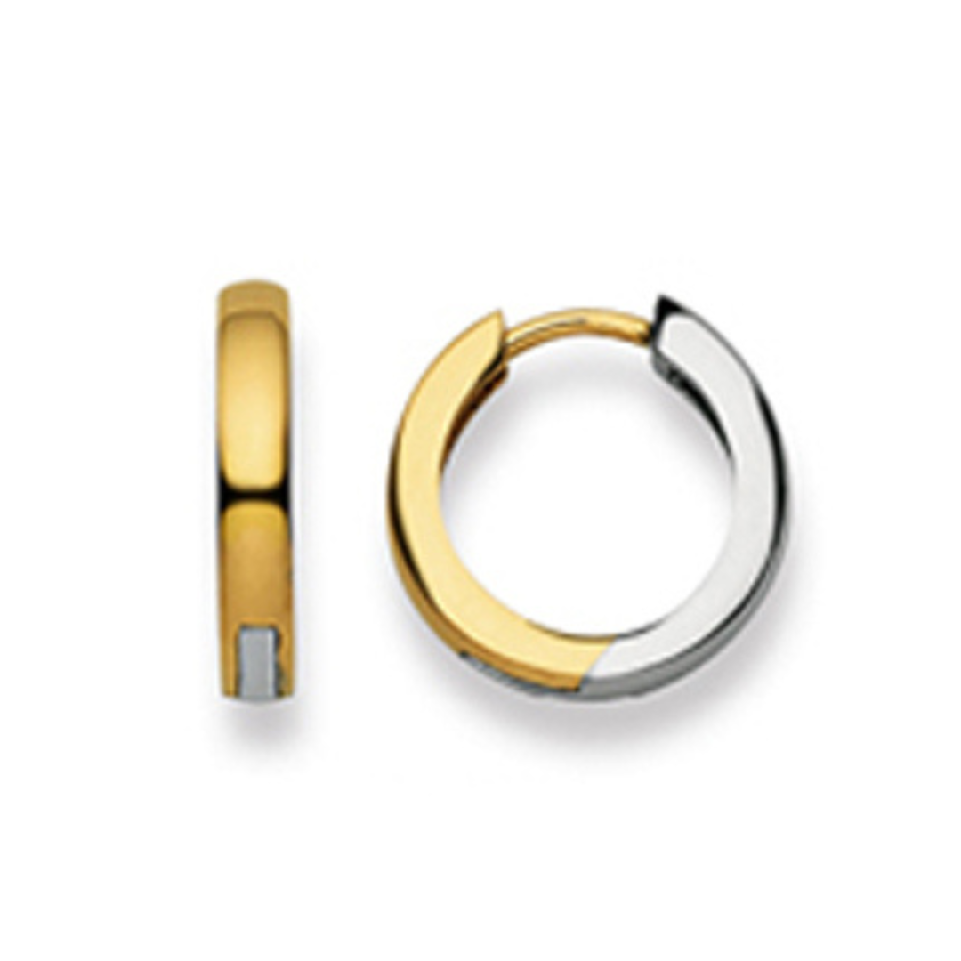 Scharnier-Creolen in 18 Karat - 750 Gold, Poliert, Bicolor