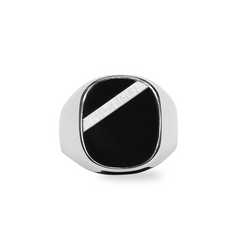 Herrenring Silber 925 rhodiniert mit Onyx - SR-523