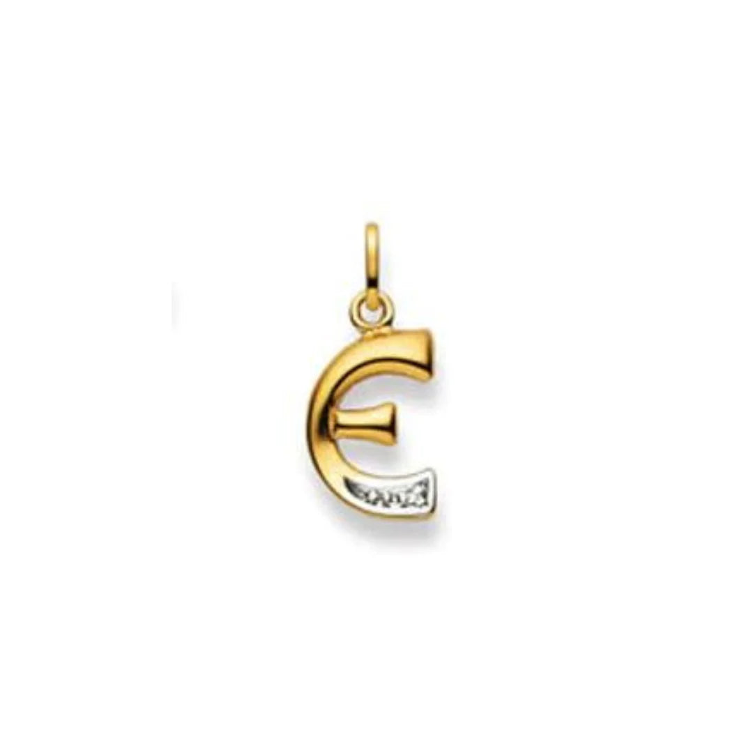Buchstaben Anhänger Bicolor mit einem Diamant in 18 Karat Gold - 750 - E