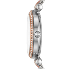 Fossil Carlie Quarz 3-Zeiger 28 MM Damenuhr in Silber 2-Tone MOP - ES4649