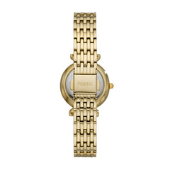 Fossil Carlie Gold Perlmutt 28mm Edelstahl Quarz Damenuhr - ES4735