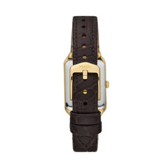 Fossil RAQUEL Damenuhr Gold Braun Leder Pro-Planet 23 mm Quarz mit Datum -