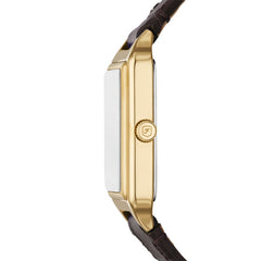 Fossil RAQUEL Damenuhr Gold Braun Leder Pro-Planet 23 mm Quarz mit Datum -