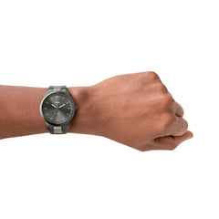 Fossil Minimalist Quarz 3-Zeiger 44 MM Herrenuhr in Gunmetal Grau aus Edelstahl - FS5459
